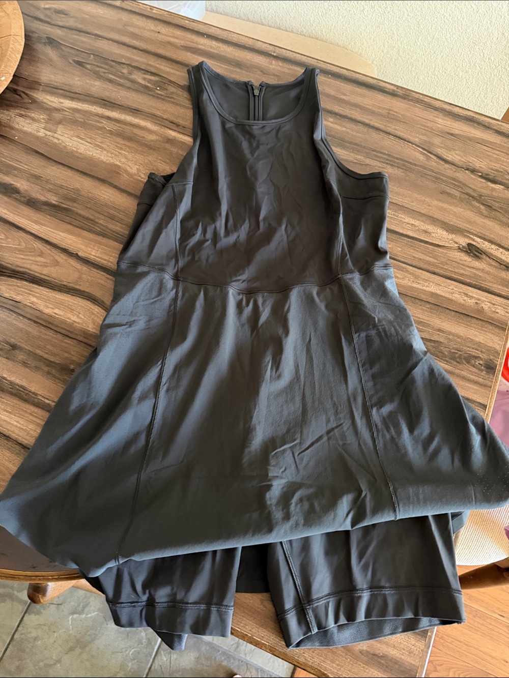 Black Women's Athletic Tank Dress with Built-In Shorts